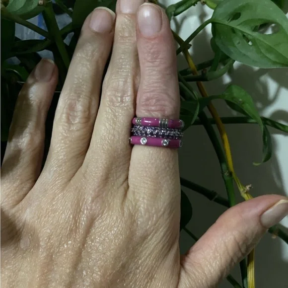 Enamel sterling silver stackable rings size 7 - Picture 4 of 6